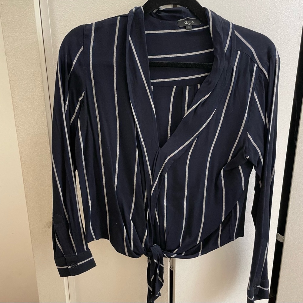 Navy Striped Women's Top
